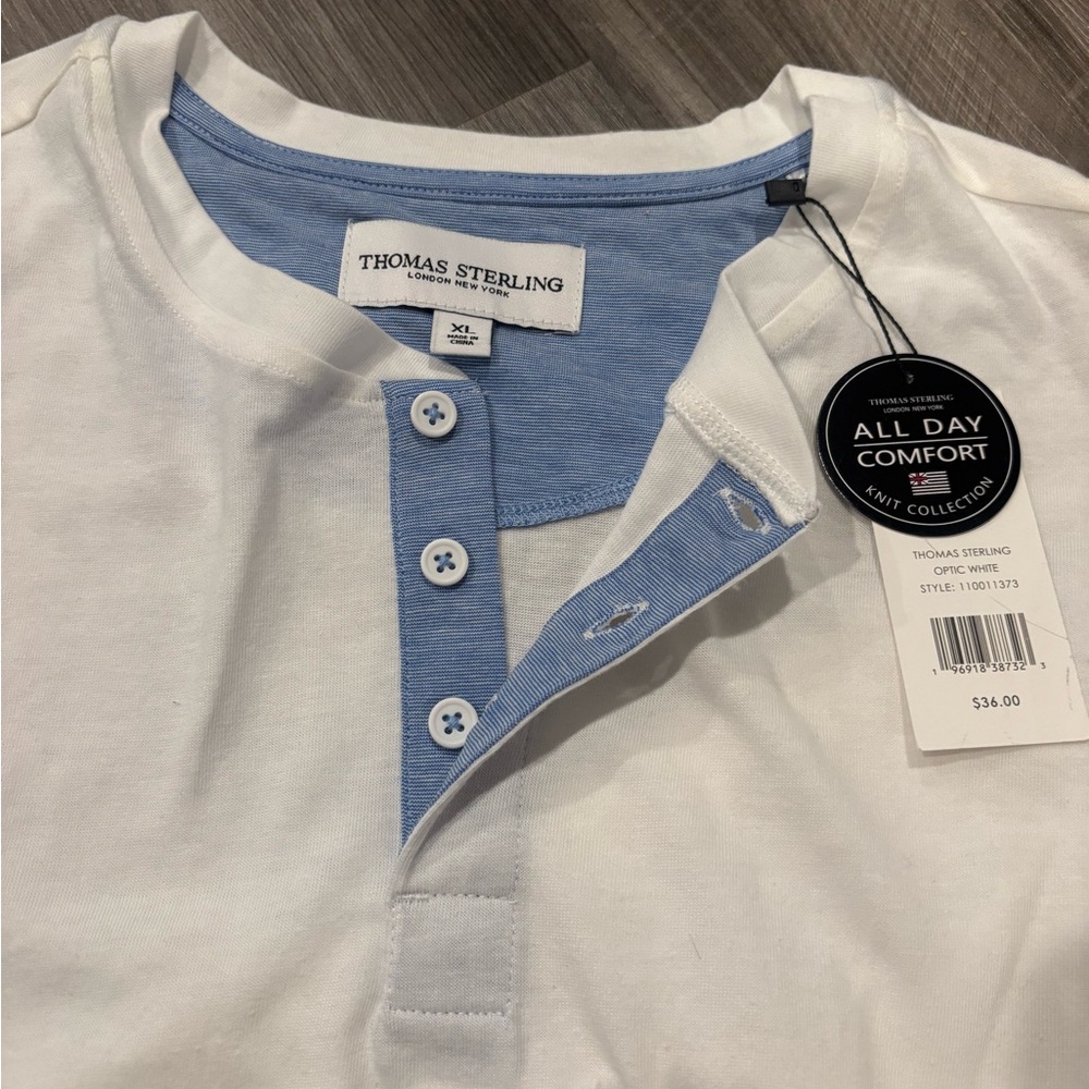 NWT Men’s XL Thomas Sterling White Casual Button Down Shirt